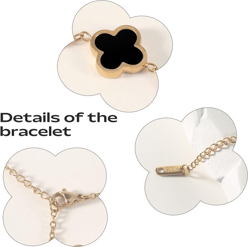 GRBeid double sided 18K Gold Plated Clover Bracelet for Women, Dupe Four Leaf Flower Lucky Chain Bangle, Cute Jewelry Gift for Her Mom Wife - Image 4